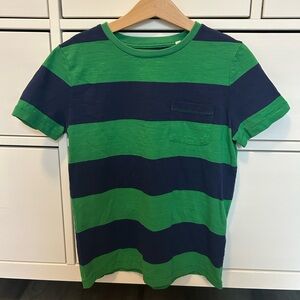 Mini Boden green and blue striped pocket tee size 8-9